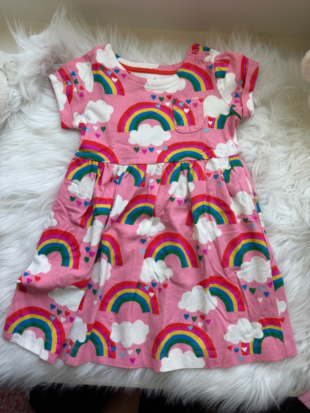 Boden Pink Rainbow Print Dress